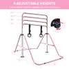 Anwick Expandable Gymnastics Bar for Kids, Folding Training Kip Bar, Adjustable Height, Gymnastics Horizontal Bars Equipment with Rings for Home, Indoor Gym (Pink) view 2