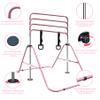 Anwick Expandable Gymnastics Bar for Kids, Folding Training Kip Bar, Adjustable Height, Gymnastics Horizontal Bars Equipment with Rings for Home, Indoor Gym (Pink) view 3