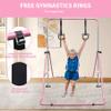 Anwick Expandable Gymnastics Bar for Kids, Folding Training Kip Bar, Adjustable Height, Gymnastics Horizontal Bars Equipment with Rings for Home, Indoor Gym (Pink) view 4
