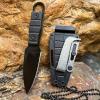Survival MINI Pocket Knife, Full Tang Tactical Fixed Blade w/Kydex Sheath Necklace, Good for Camping Hiking, Fishing Hunting, Black view 2