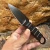 Survival MINI Pocket Knife, Full Tang Tactical Fixed Blade w/Kydex Sheath Necklace, Good for Camping Hiking, Fishing Hunting, Black view 3