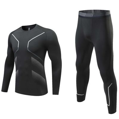 Echinodon Kids Base Layer Sets Boys Compression Athletic Underwear Sports Shirt Tights Top & Bottom Set Black D 22