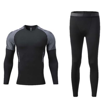 Echinodon Kids Base Layer Sets Boys Compression Athletic Underwear Sports Shirt Tights Top & Bottom Set Black B M