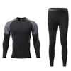 Echinodon Kids Base Layer Sets Boys Compression Athletic Underwear Sports Shirt Tights Top & Bottom Set Black B M view 1
