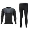 Echinodon Kids Base Layer Sets Boys Compression Athletic Underwear Sports Shirt Tights Top & Bottom Set Black C 28 view 1