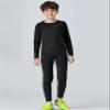 Echinodon Kids Base Layer Set Boys Compression Underwear Athletic Shirt Tights Top & Bottom Sports Set Black 22 view 3