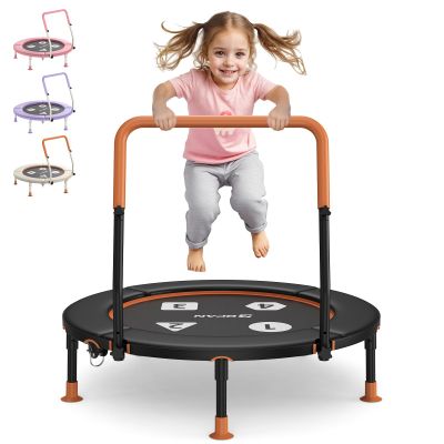 BCAN 36'' Toddler Trampoline, ASTM Certified-Foldable Mini Trampolines for Kids Ages 1-6, Adjustable Handle, Safety Pad & Foldable Legs, Baby Trampoline Indoor/Garden, Gift for Boy and Girl, Black