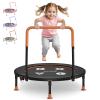 BCAN 36'' Toddler Trampoline, ASTM Certified-Foldable Mini Trampolines for Kids Ages 1-6, Adjustable Handle, Safety Pad & Foldable Legs, Baby Trampoline Indoor/Garden, Gift for Boy and Girl, Black view 1