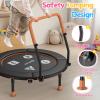 BCAN 36'' Toddler Trampoline, ASTM Certified-Foldable Mini Trampolines for Kids Ages 1-6, Adjustable Handle, Safety Pad & Foldable Legs, Baby Trampoline Indoor/Garden, Gift for Boy and Girl, Black view 2