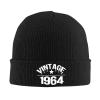 60 Years Old Gifts Vintage 1964 60th Birthday Gift Beanie Hat Gifts Men Winter Hat Women Knit Hat Skull Cap Black view 1