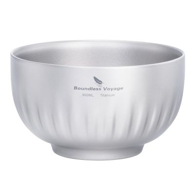 iBasingo 350ml Titanium Camping Bowl Double Wall Insulated Soup Bowl Ultralight Durable Portable Oatmeal, Rice, Food Tableware for Outdoor Backpacking, Hiking, Travel Ti1164T