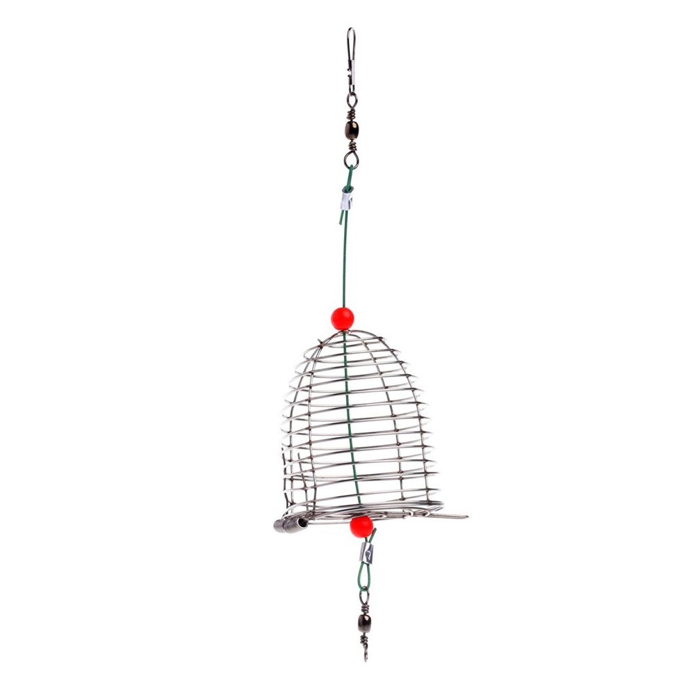PTILSERY Stainless Steel Wire Fishing Trap Bait Cage Basket Feeder Holder Tackle Tool
