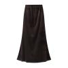 Beeblily Womens Winter Velvet Elegant Long Skirt Stretch High Waist Maxi Skirt Brown L view 1
