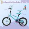 BABY JOY Kids Bike, 14 Inch Sport Style Children's Bicycle with Vivid Color, Training Wheels, Adjustable Handlebar & Saddle, Handbrake & Coaster Brake, Boys Girls Bike for 3-5 Years Old (Blue&Purple) view 3