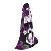 NOUZU Purple Rose Skeleton Print Hooded Cape,Robe-Hooded Cap Cloak,Unisex Hooded Cloak For Halloween Cosplay Costumes view 2