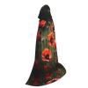 NOUZU Poppy Flowers Print Hooded Cape,Robe-Hooded Cap Cloak,Unisex Hooded Cloak For Halloween Cosplay Costumes view 2