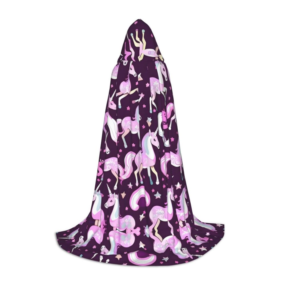 NOUZU Unicorns Pink Print Hooded Cape,Robe-Hooded Cap Cloak,Unisex Hooded Cloak For Halloween Cosplay Costumes