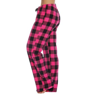 ROKIACDE Pink Plaid Pajama Pants Women XSmall Flannel Fleece Fuzzy Pajama Bottoms Soft Comfortable Pajamas