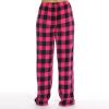 ROKIACDE Pink Plaid Pajama Pants Women XSmall Flannel Fleece Fuzzy Pajama Bottoms Soft Comfortable Pajamas view 2
