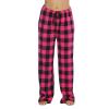 ROKIACDE Pink Plaid Pajama Pants Women XSmall Flannel Fleece Fuzzy Pajama Bottoms Soft Comfortable Pajamas view 3