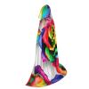 NOUZU Rainbow Rose Flower Print Hooded Cape,Robe-Hooded Cap Cloak,Unisex Hooded Cloak For Halloween Cosplay Costumes view 2