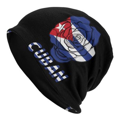 Cuba Cuban Flag Roses Fashion Beanie Slouchy for Men Women Cartoon Skull Cap Winter Warm Hat