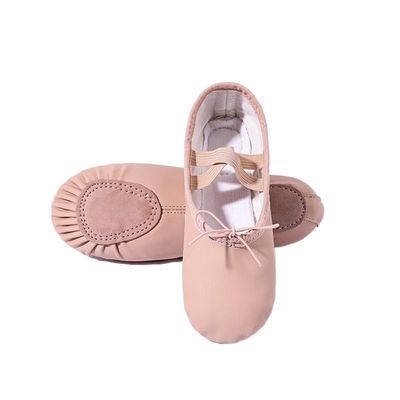 HDNSAUD Ballet Shoes Children Gymnastics Dance Shoes Girls Soft Sole Adult Folk Dance Beginners PU Leather Pink Ballet Training Shoes for Women Dance Shoes(Lace Up Split Sole,43)