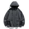 RICK TOP ONE Men's Outdoor Hooded Windbreaker Work Style for Hiking and Mountaineering (US, Alpha, X-Large, Regular, Regular, Dark grey) view 1