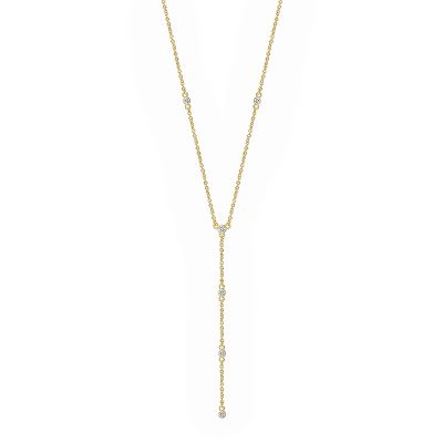 HUARJO Diamond Necklace for WomenDainty Gold Necklace 18k Gold Plated Choker Necklaces Simple Boho Cubic Zircon Layered Necklace Trendy Jewelry Gifts for Women. (Y Necklace-CZ(45+5cm))