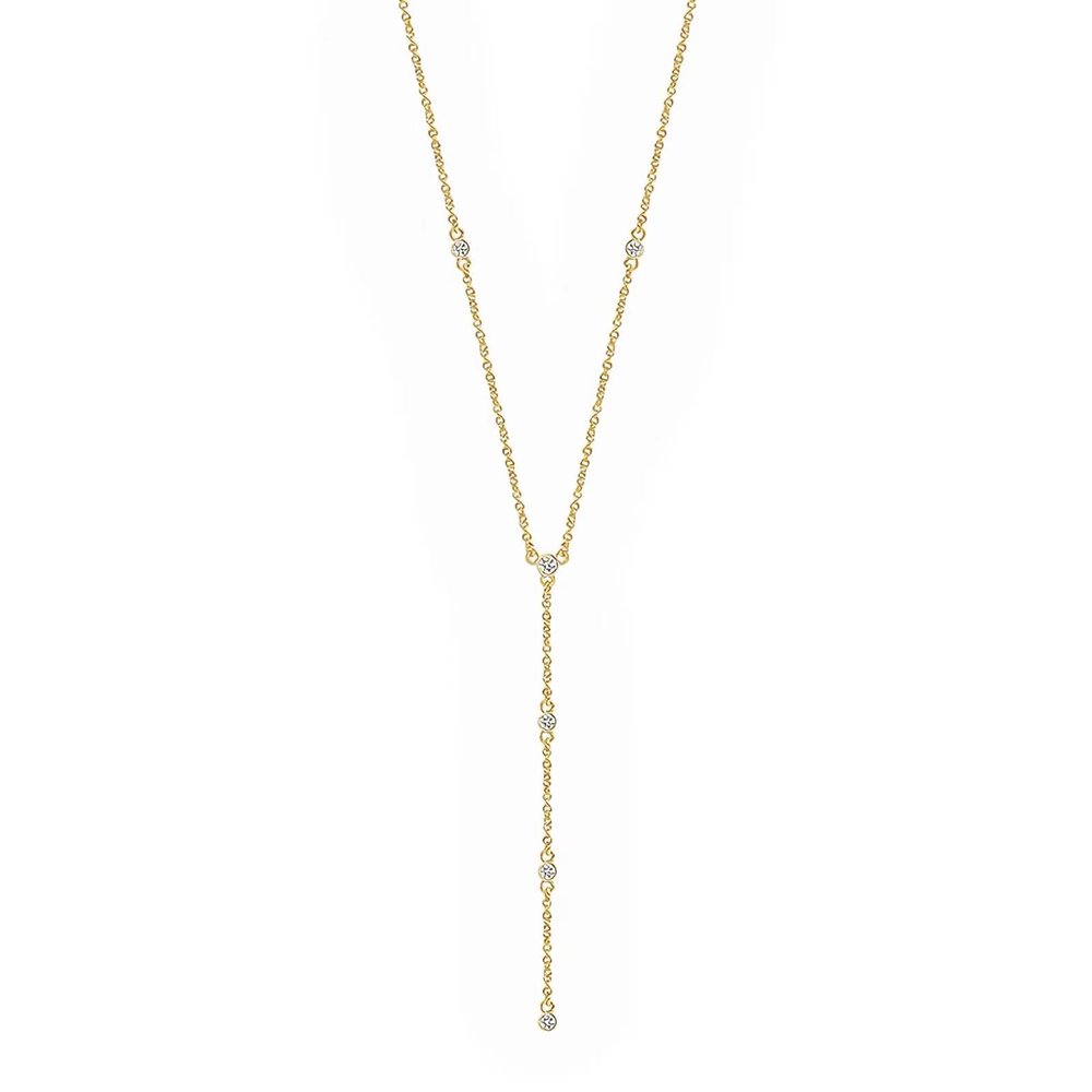 HUARJO Diamond Necklace for WomenDainty Gold Necklace 18k Gold Plated Choker Necklaces Simple Boho Cubic Zircon Layered Necklace Trendy Jewelry Gifts for Women. (Y Necklace-CZ(45+5cm))