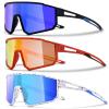CMBJJU 3PACK Kids Sunglasses,Youth Baseball Glasses,Cycling Goggles for 6-14 Boys Girls,UV400 Protection (3pcs-Black Blue+Red Yellow+White Blue-K04) view 1