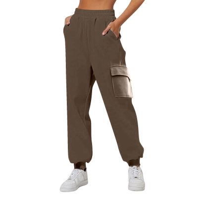 Black Sweatpants of Today Clearance Womens Cargo Sweatpants Wide Leg Fleece Lined Y2K Pants for Women Fall Winter Baggy High Waisted Joggers with Pockets 2-Brown