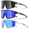 CMBJJU 3PACK Kids Sunglasses,Youth Baseball Glasses,Cycling Goggles for 6-14 Boys Girls,UV400 Protection (3pcs-Black+Black Blue+White Blue-K03) view 1