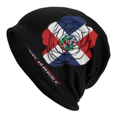 Dominican Republic Flag Roses Fashion Beanie Slouchy for Men Women Cartoon Skull Cap Winter Warm Hat