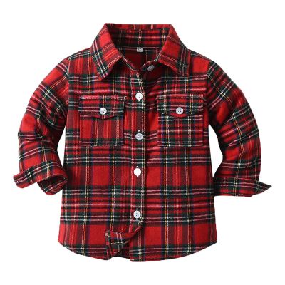 Kids Toddler Flannel Shirt Jacket Plaid Long Sleeve Lapel Button Down Shacket Baby Boy Girl Fall Shirt (Red, 9-10 Years)