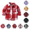 Kids Toddler Flannel Shirt Jacket Plaid Long Sleeve Lapel Button Down Shacket Baby Boy Girl Fall Shirt (Red, 9-10 Years) view 2