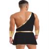 YOOJOO Men's Valentine's Cupid Costume One Shoulder Romper Jumpsuit for Roman God of Desire Halloween Dress Up Black Large view 2