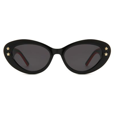 Fashion Women Oval Sunglasses Vintage Luxury Rivet Cat Eye Sunglasses Retro Ladies Black Eyewear Shades UV400  (black)