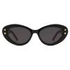Fashion Women Oval Sunglasses Vintage Luxury Rivet Cat Eye Sunglasses Retro Ladies Black Eyewear Shades UV400  (black) view 1