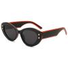 Fashion Women Oval Sunglasses Vintage Luxury Rivet Cat Eye Sunglasses Retro Ladies Black Eyewear Shades UV400  (black) view 2