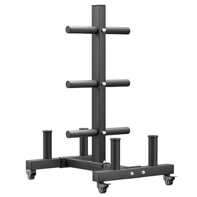 GLGGXBF Olympic Weight Plate Rack with Wheels, 6 Pegs Olympic Weight Plate Rack and 4 Barbells, 660 lbs Capacity Heavy Duty Gym Barbell Storage Rack with Locking Wheels