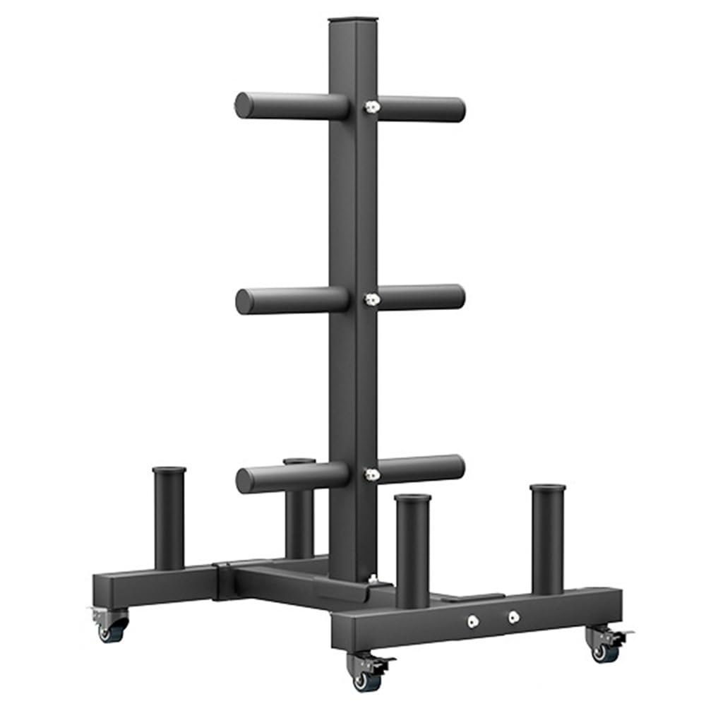 GLGGXBF Olympic Weight Plate Rack with Wheels, 6 Pegs Olympic Weight Plate Rack and 4 Barbells, 660 lbs Capacity Heavy Duty Gym Barbell Storage Rack with Locking Wheels