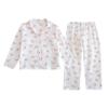 codcm Womens Cotton Gauze Pajama Set Floral Print 2 Piece Pjs Long Sleeve Button Down Sleepwear Cute Pj Sets(White Cherry,Small) view 1