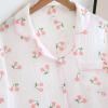codcm Womens Cotton Gauze Pajama Set Floral Print 2 Piece Pjs Long Sleeve Button Down Sleepwear Cute Pj Sets(White Cherry,Small) view 2