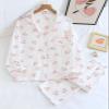 codcm Womens Cotton Gauze Pajama Set Floral Print 2 Piece Pjs Long Sleeve Button Down Sleepwear Cute Pj Sets(White Cherry,Small) view 3