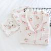 codcm Womens Cotton Gauze Pajama Set Floral Print 2 Piece Pjs Long Sleeve Button Down Sleepwear Cute Pj Sets(White Cherry,Small) view 4