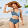 Aulyffo Girls Swimsuits Size 14-16 Girl Bathing Suits Size 14-16 Criss Cross Bikini Two Piece Bathing Suit for Girls V-Neck Swimwear Blue view 3