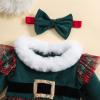 BeQeuewll Baby Girl Christmas Outfit Red Green Dress Long Sleeve Velvet Party Tulle Dress Toddler Christmas Clothes Winter (Plaid Green, 18-24 Months) view 2