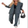 Women's Lapel Long Sleeve Casual Suit 2 Piece Blazer Outfits for Women Winter Casual Suit Dressy Wide Leg Pant Suits (Gray,4XL) view 1