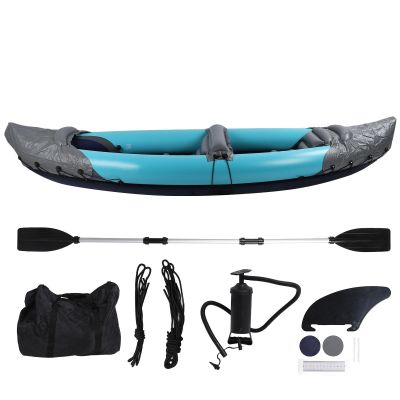 Focket Fockets6439yowvq-11 2 Person Touring Kayak, Blue, PVC, 108in, Inflatable with Seat, Paddle, Pump & Carry Bag, Fishing & Family Fun